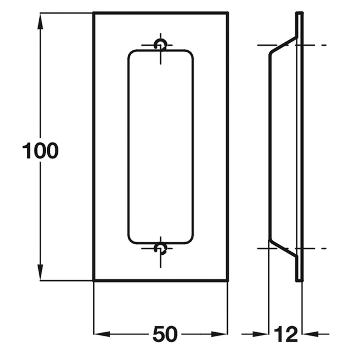 FLUSH PULL HANDLE CNC 100x50x12 SSS - Image 2