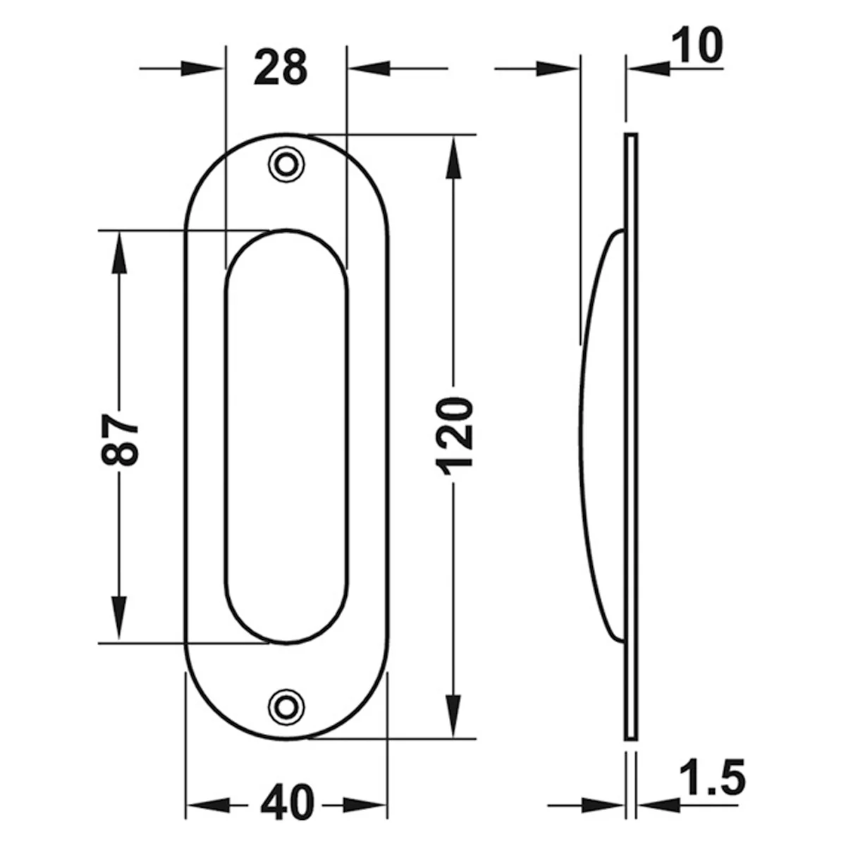 FLUSH PULL HANDLE R/R 40x120 SLAA - Image 2