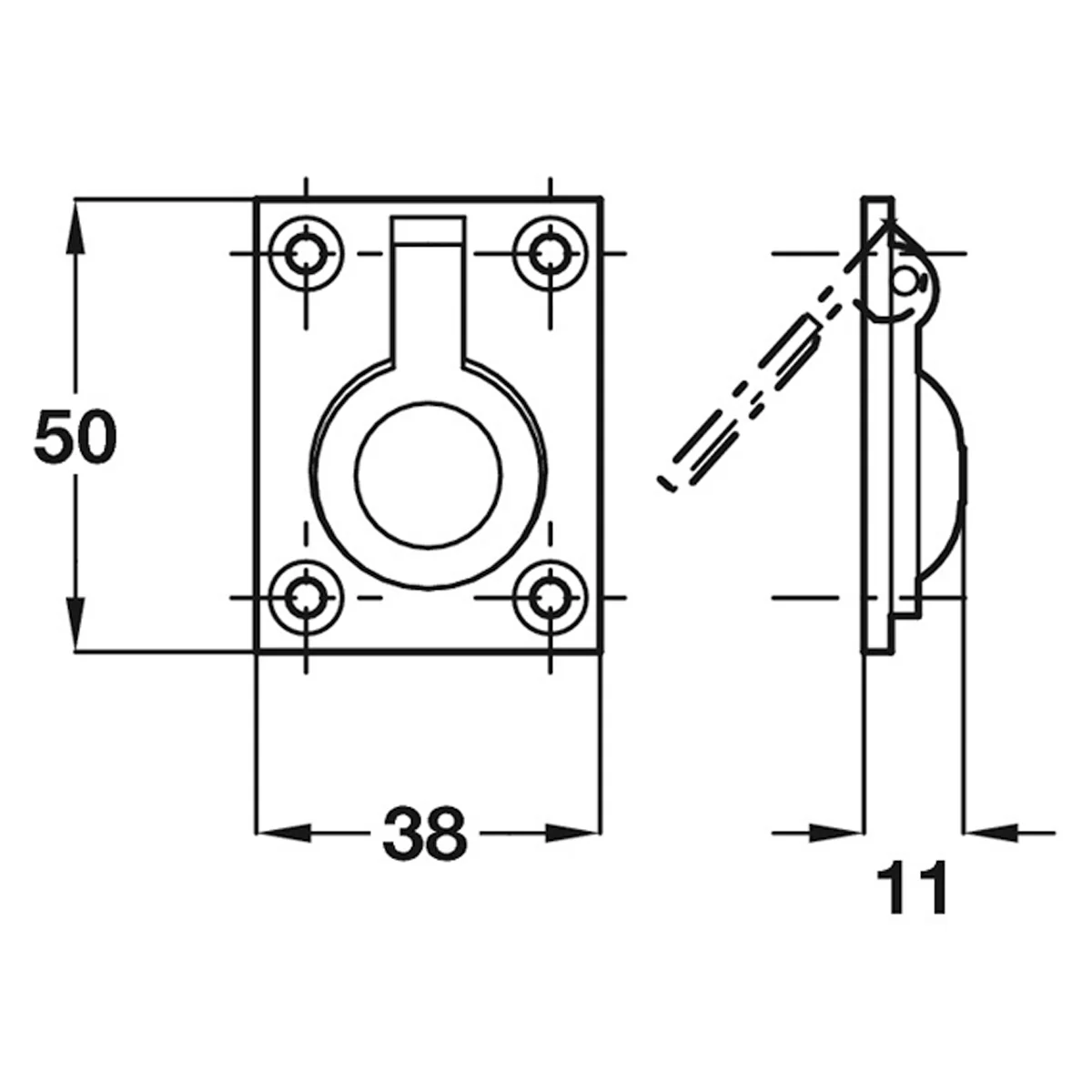 FLUSH RING PHANDLE 50x38 BRS/PCP - Image 2