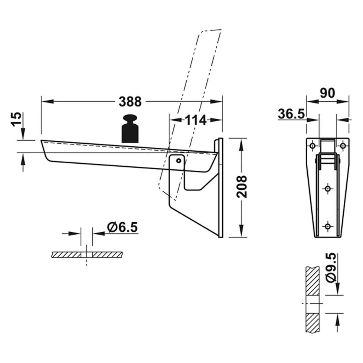 FOLD BNCH BKT HD HEBGO 500KG ST/BGV - Image 2