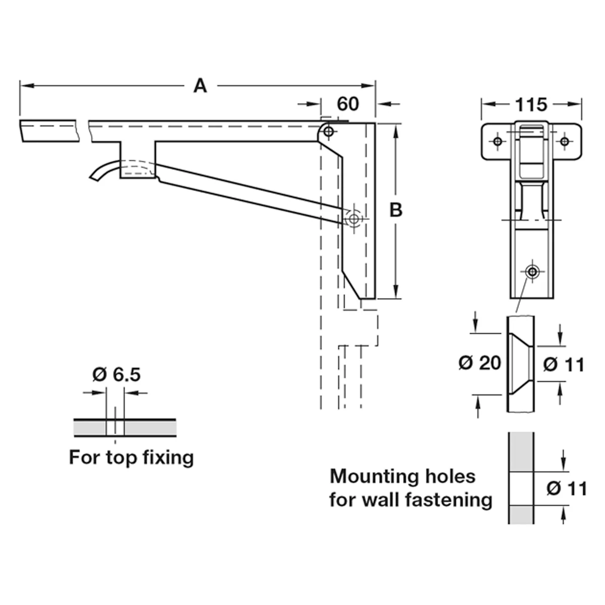 FOLD BRACKET HD HEBGO 180x480 ST/GY - Image 2