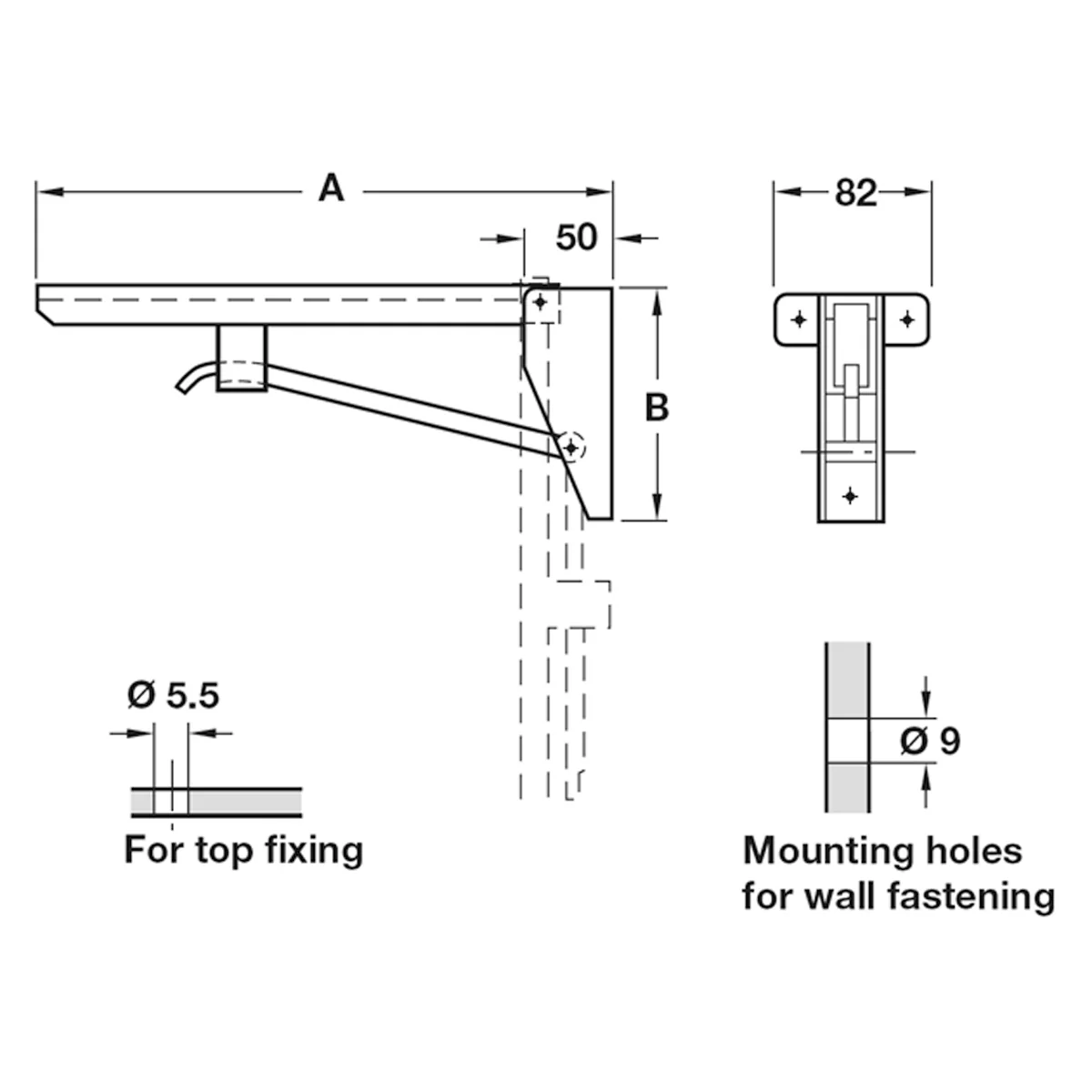 FOLD BRACKET LD HEBGO 134x380 ST/GY - Image 2