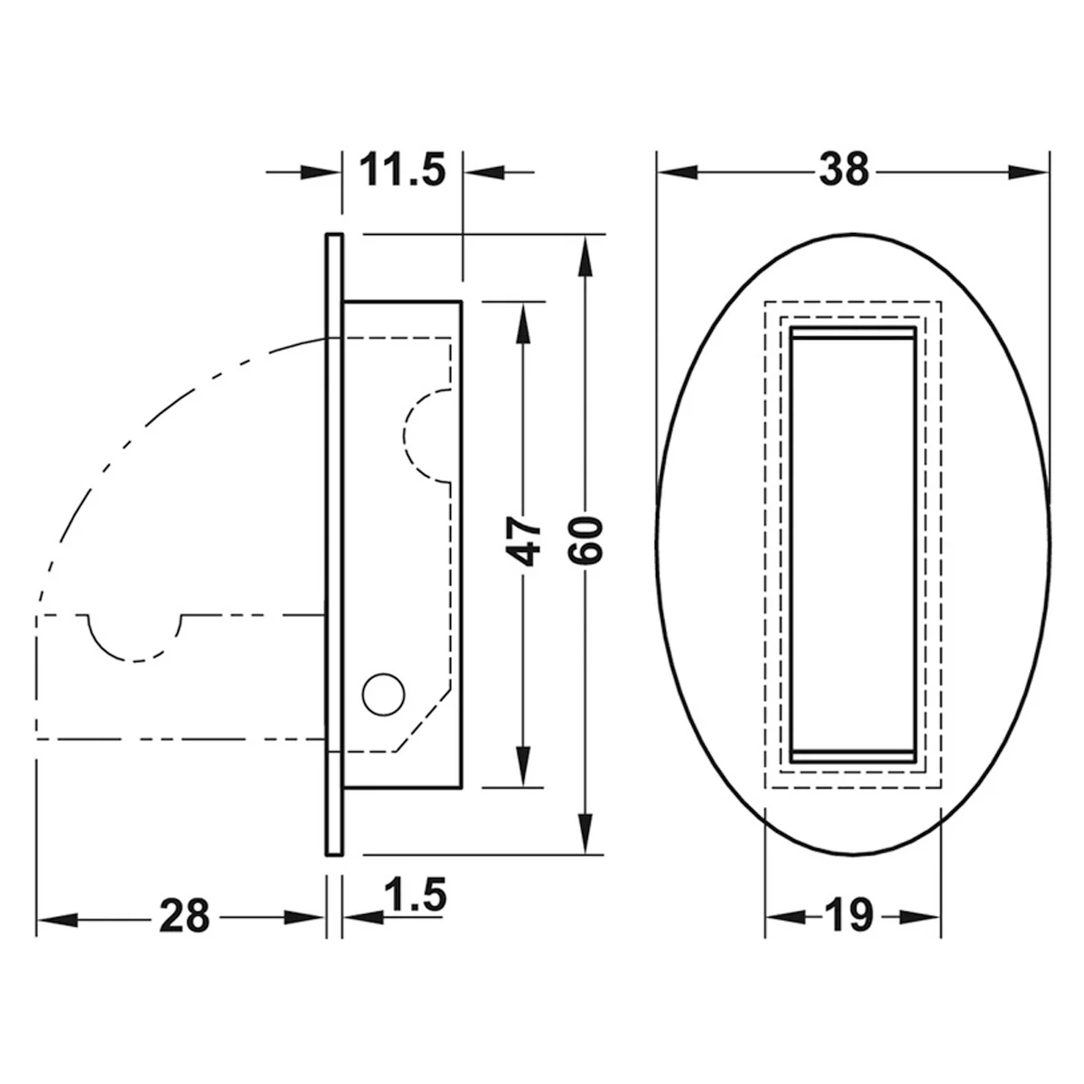 FOLDING COAT HOOK 60x38x13 BMSS - Image 2