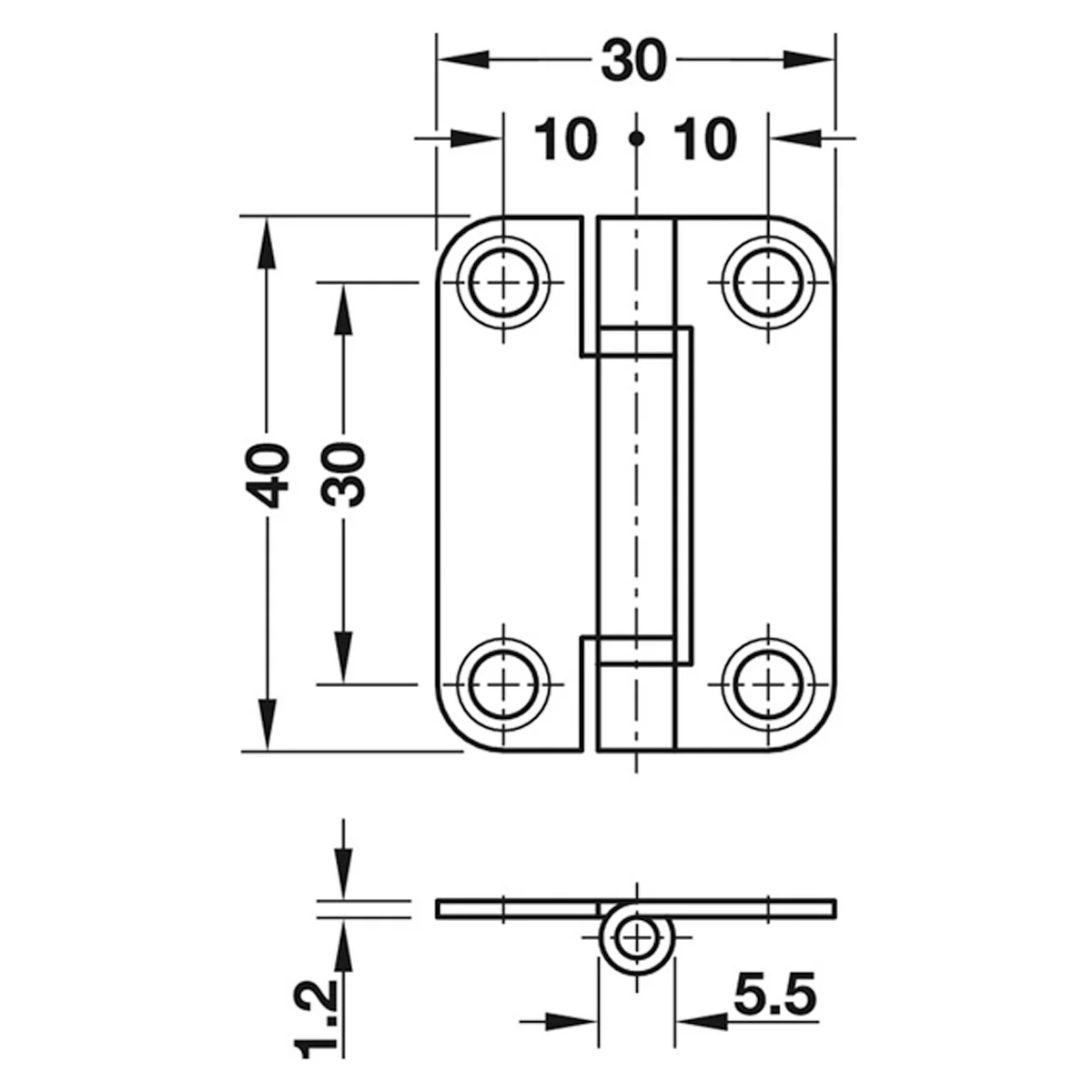 FOLDING DOOR HINGE 29x40x1.2 ST/PNP - Image 2