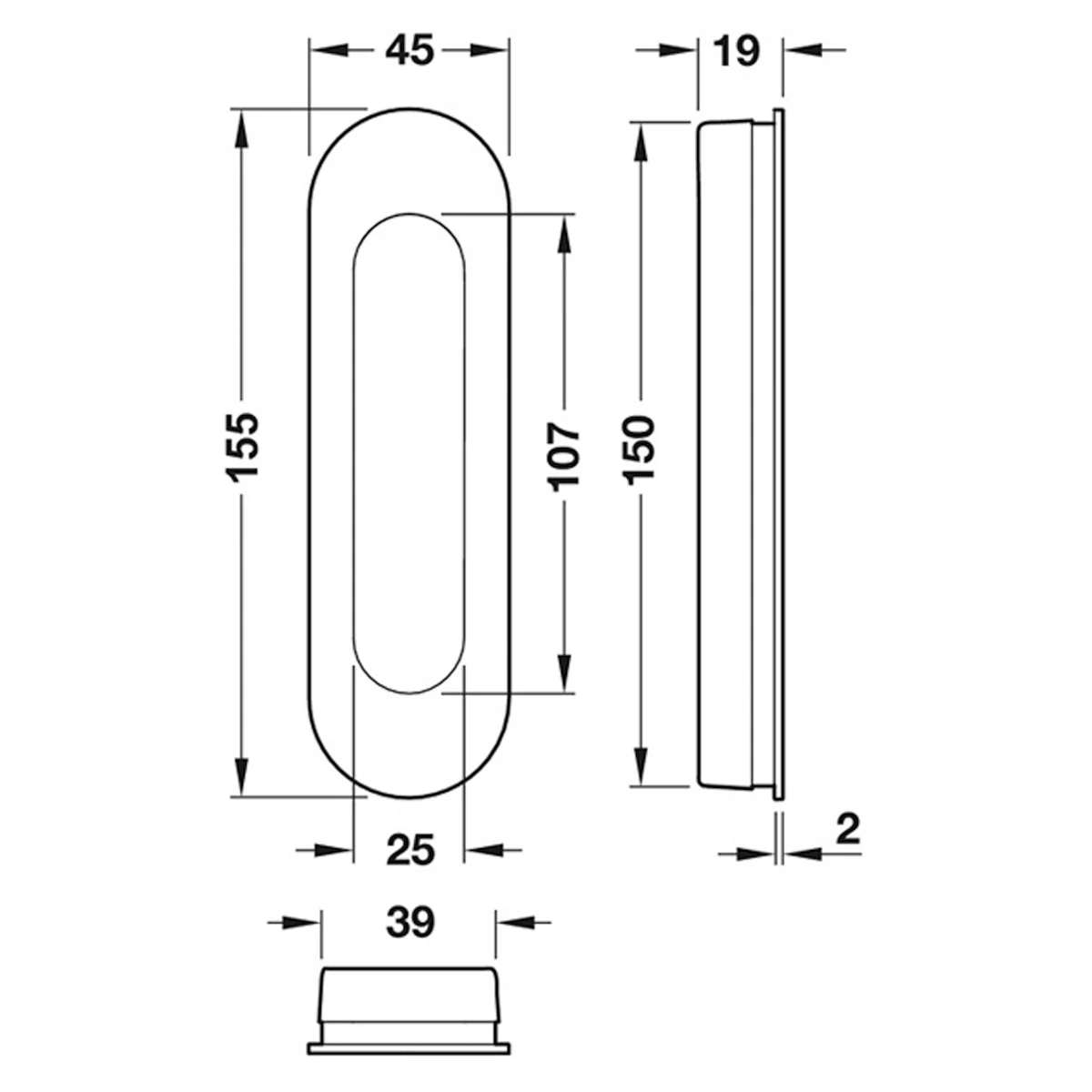 FSB4250 FL PHANDLE 155x45 SSS NOCOV - Image 2