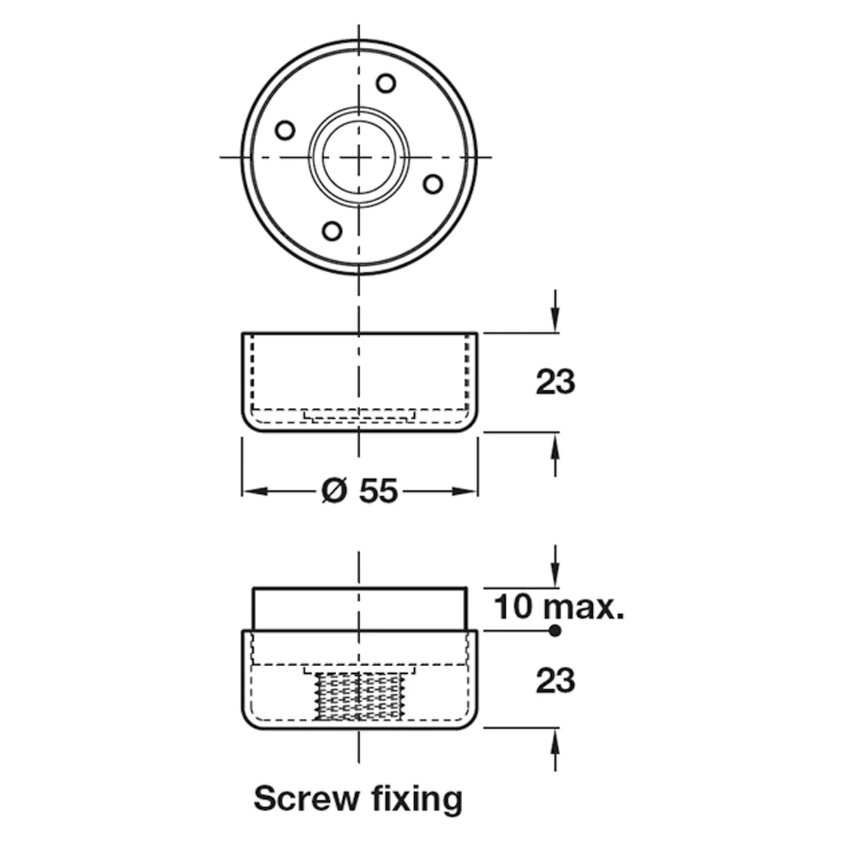FURNITURE GLIDE SCREW D55x18 PL/BLK - Image 2