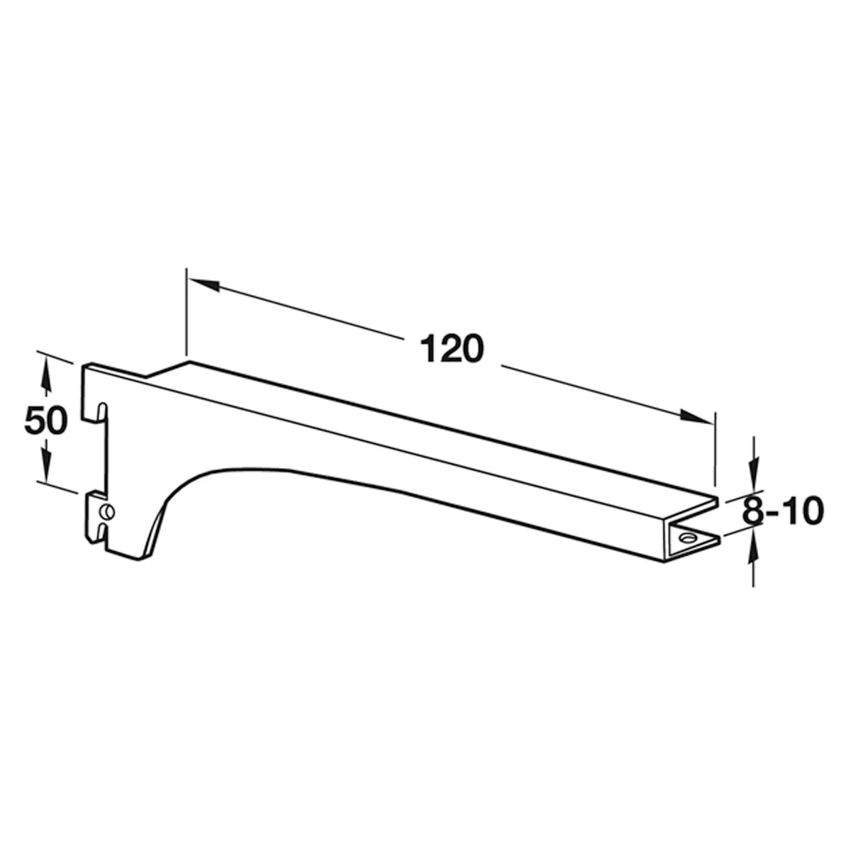 GLASS BRACKET 2H 55KG 120x50 MS/SIL - Image 2