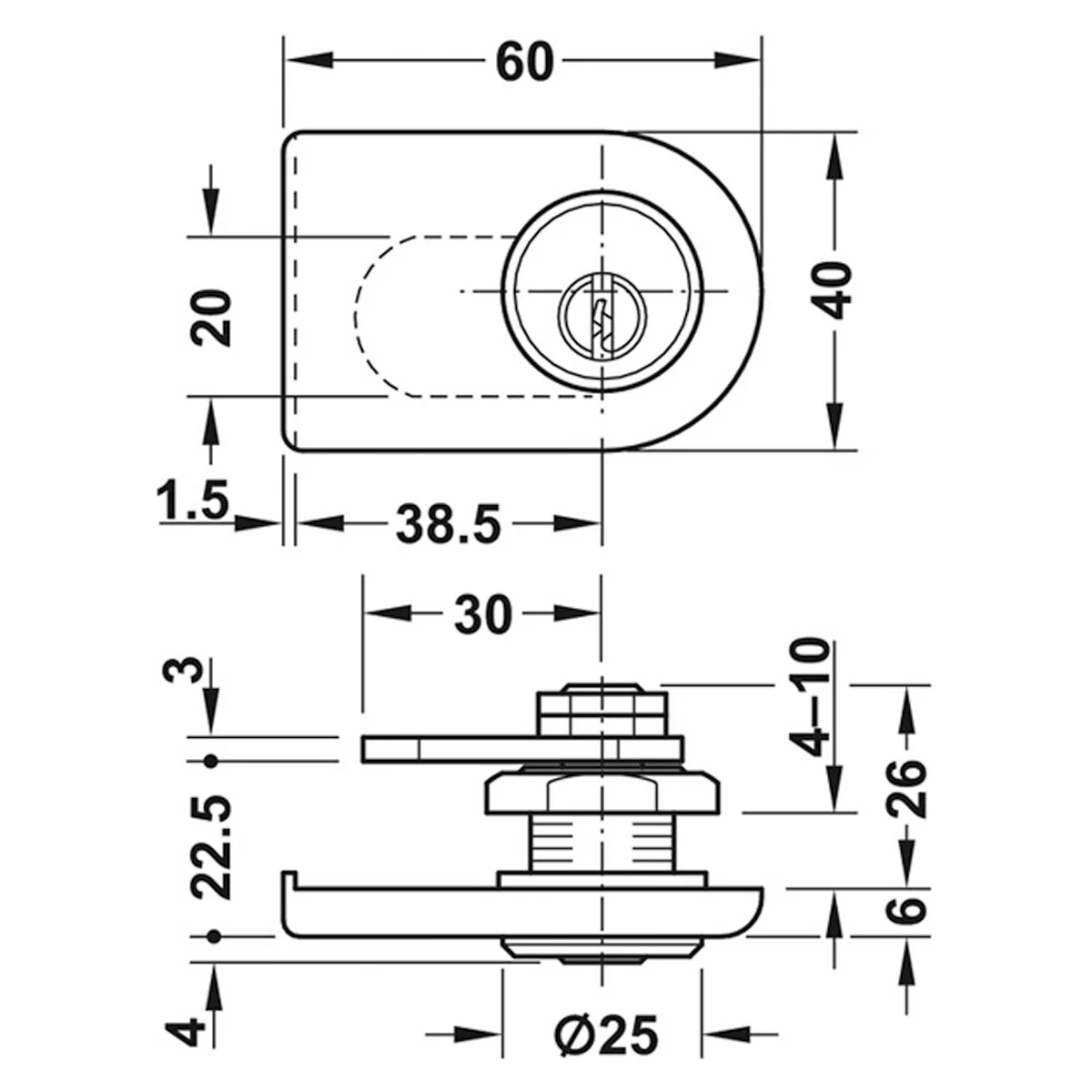 GLASS LEVER LOCK RND A 60x40x36 MNP - Image 2