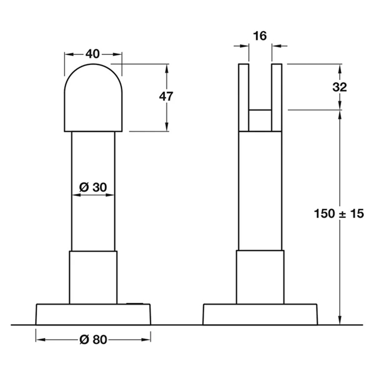 Glass Partition Adjustable Support Satin Stainless Steel Ø80x182mm - Image 2