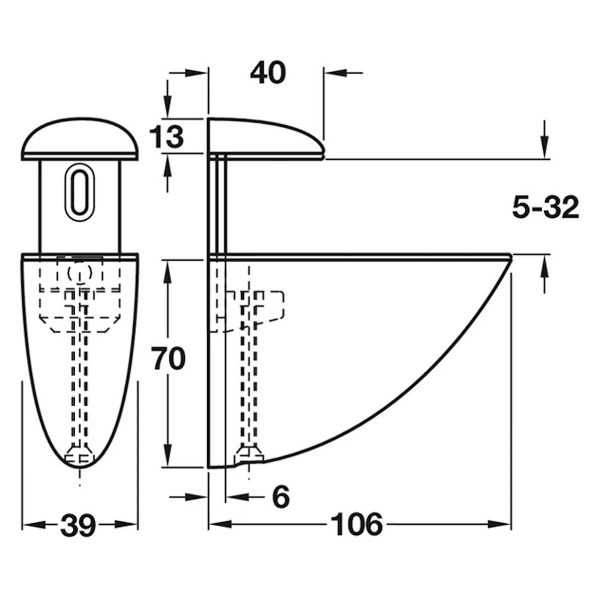 GLASS SHELF SUPPORT 5-32 ZA/PCP - Image 2