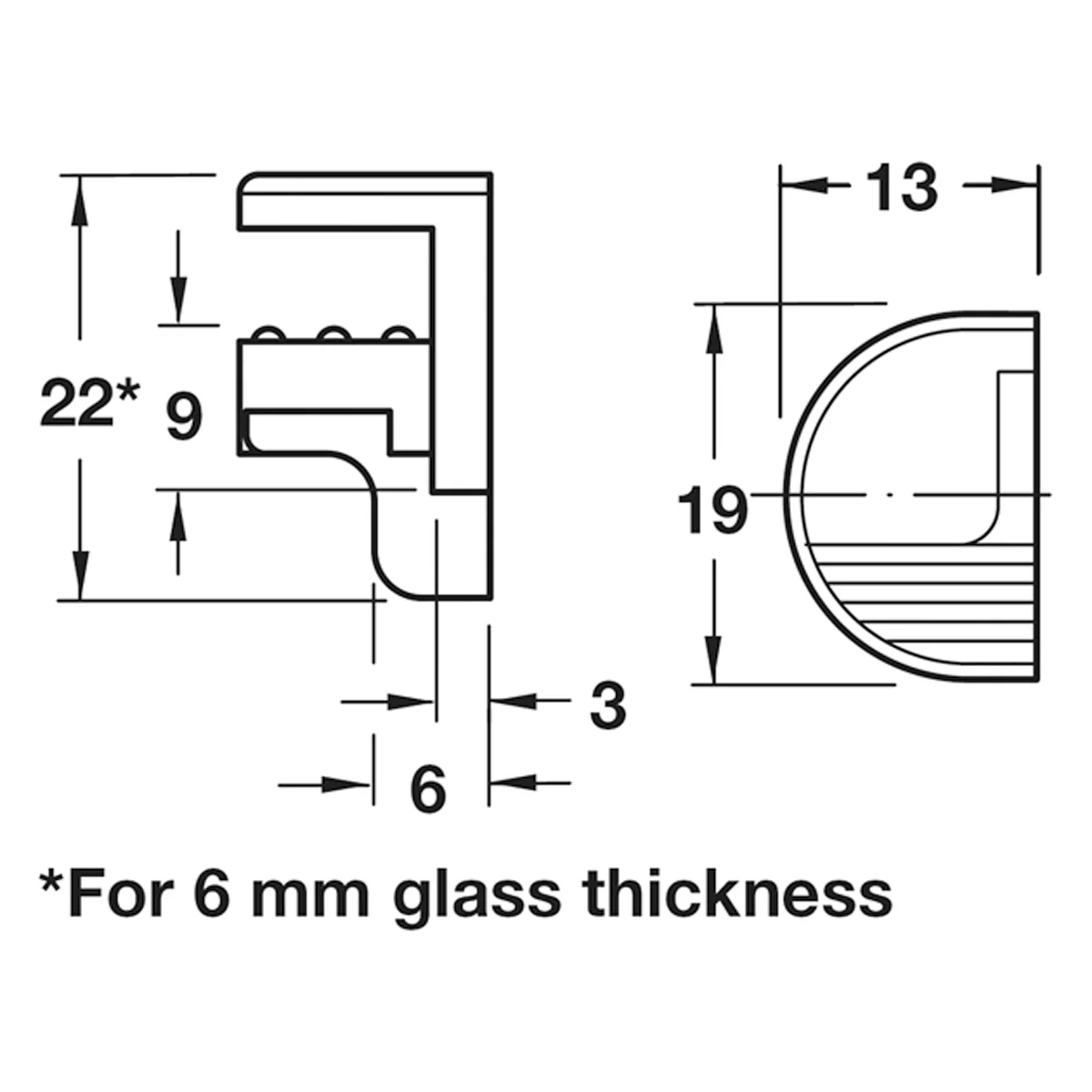 GLASS SHELF SUPPORT SCR 6-10 ZA/NP BX10 - Image 2