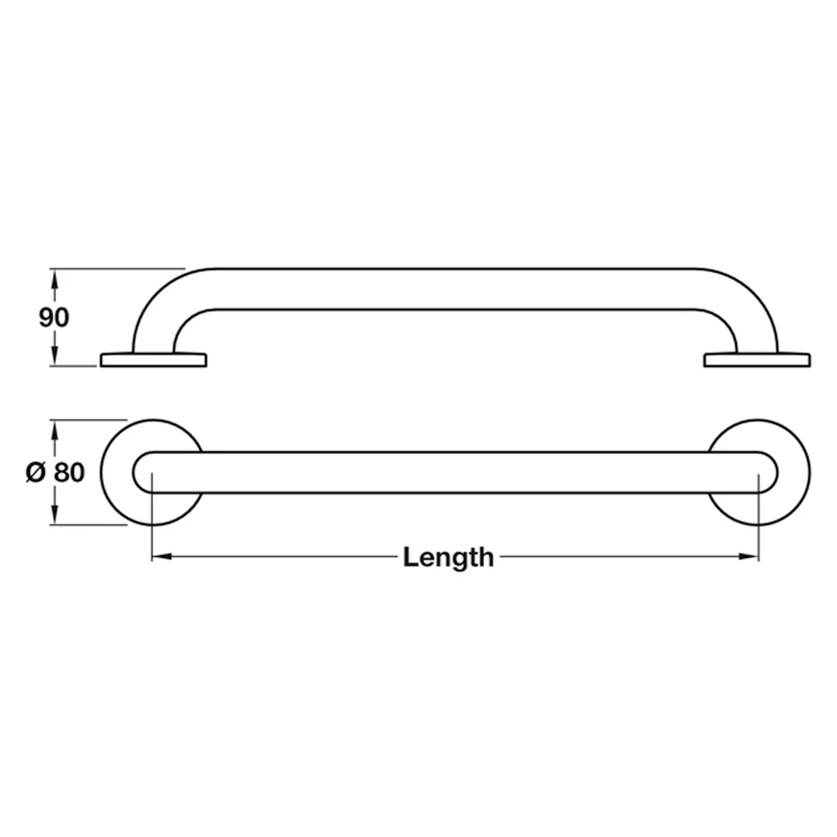 GRAB RAIL STR CNC D32x72x600 SSS - Image 2
