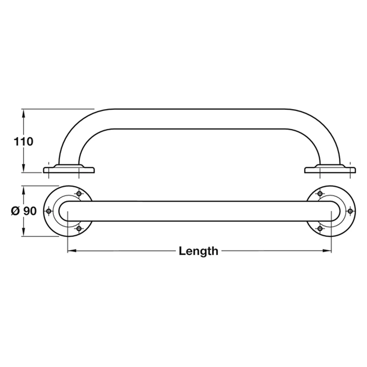 GRAB RAIL STR D35x115x600 ST/WHI - Image 2