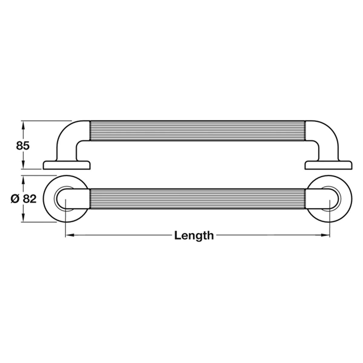 GRAB RAIL STR FLUTED D82x85x600 WHI - Image 2