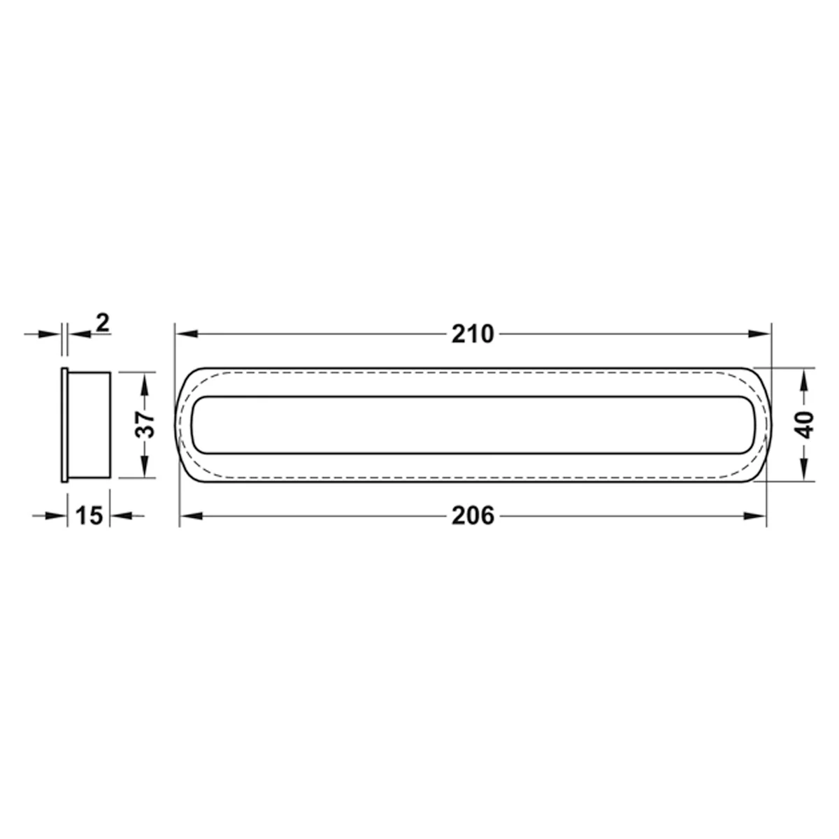 HALKIN INSET HANDLE 210x40 OAK/UNF - Image 2