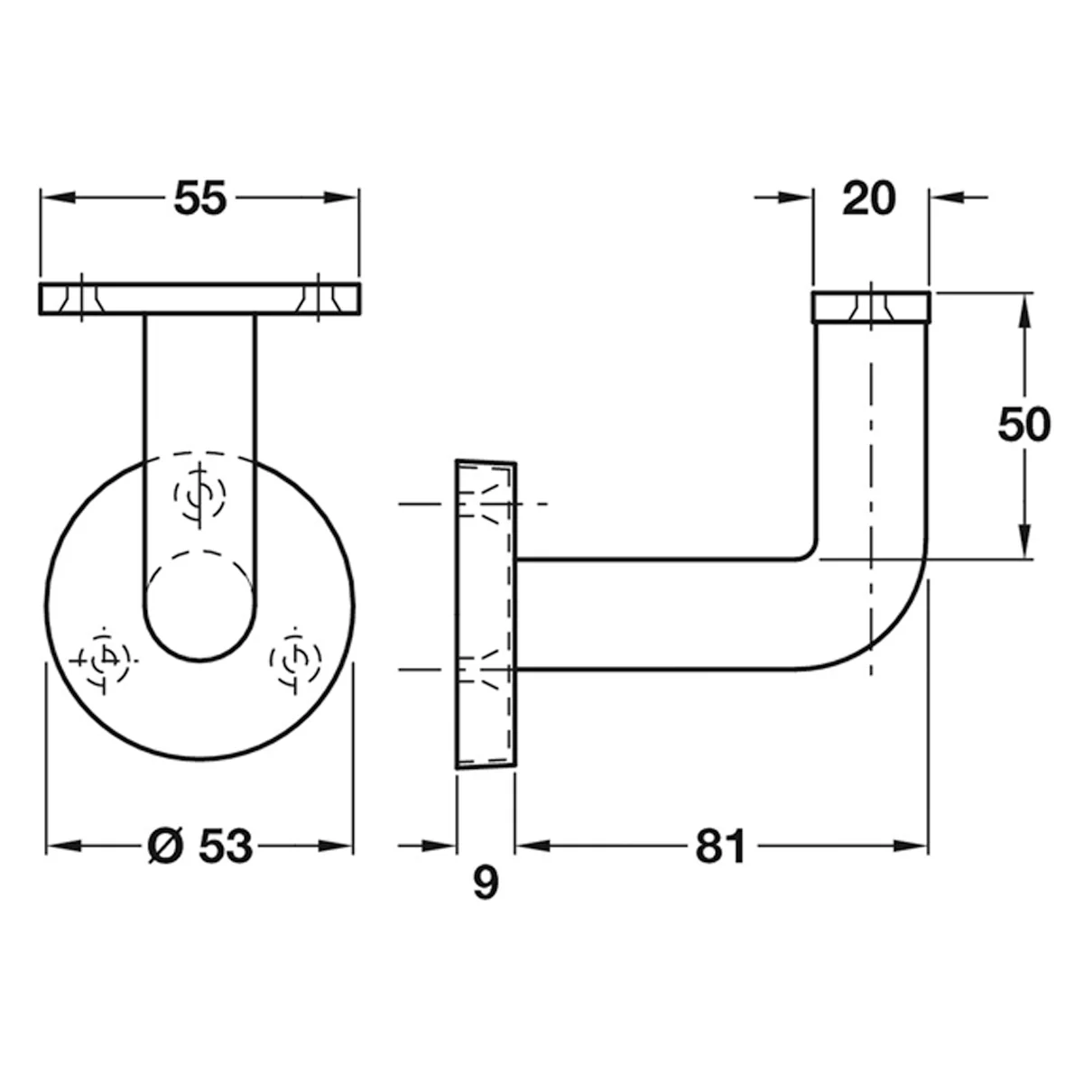 HANDRAIL BRACKET 55x100 SSS - Image 2