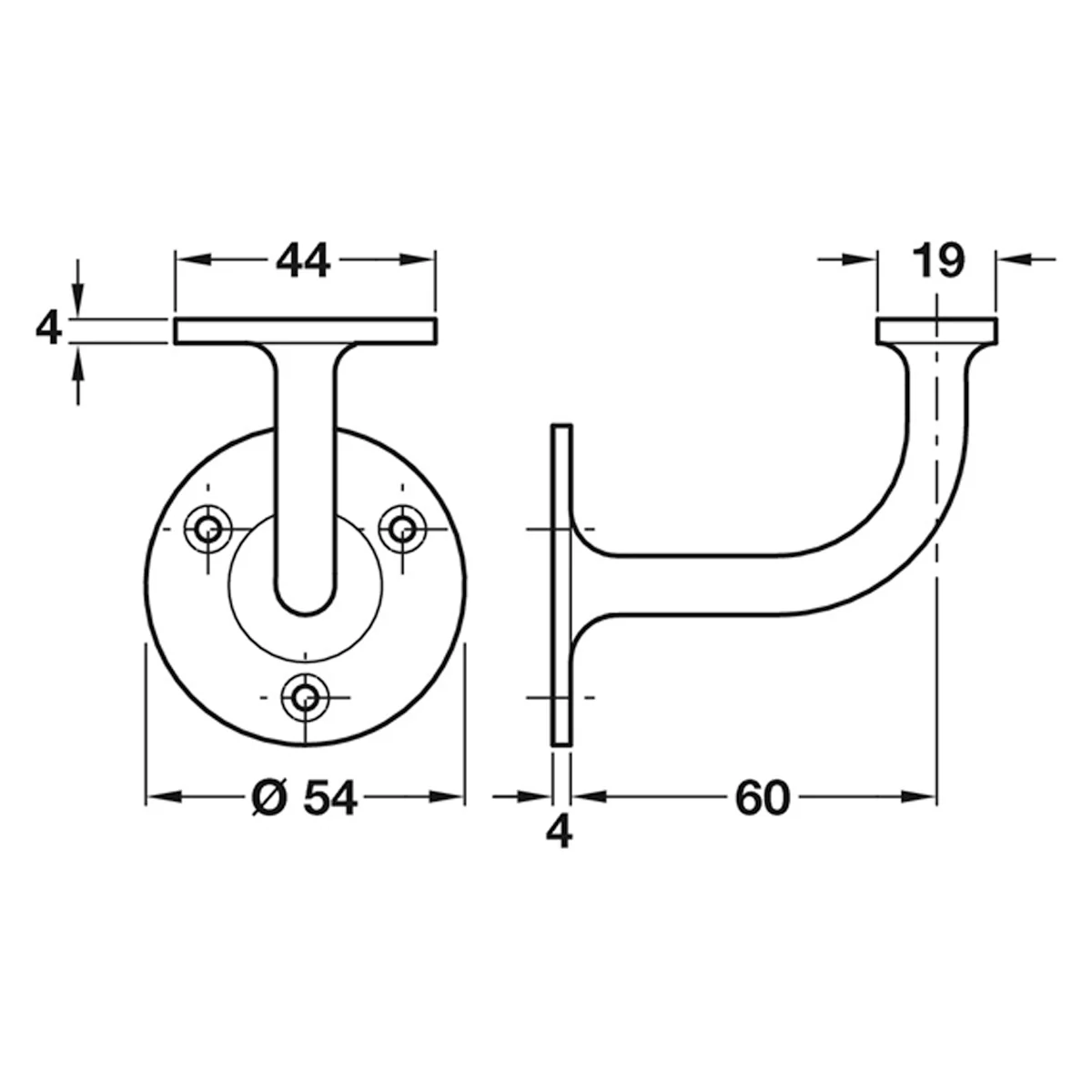 HANDRAIL BRACKET D54x60 PBR - Image 2