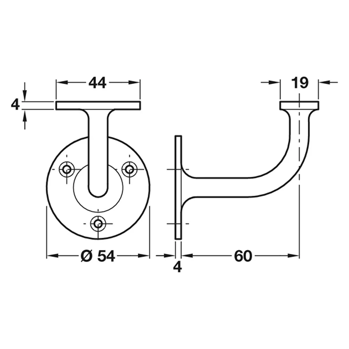 HANDRAIL BRACKET D54x60 PCP - Image 2
