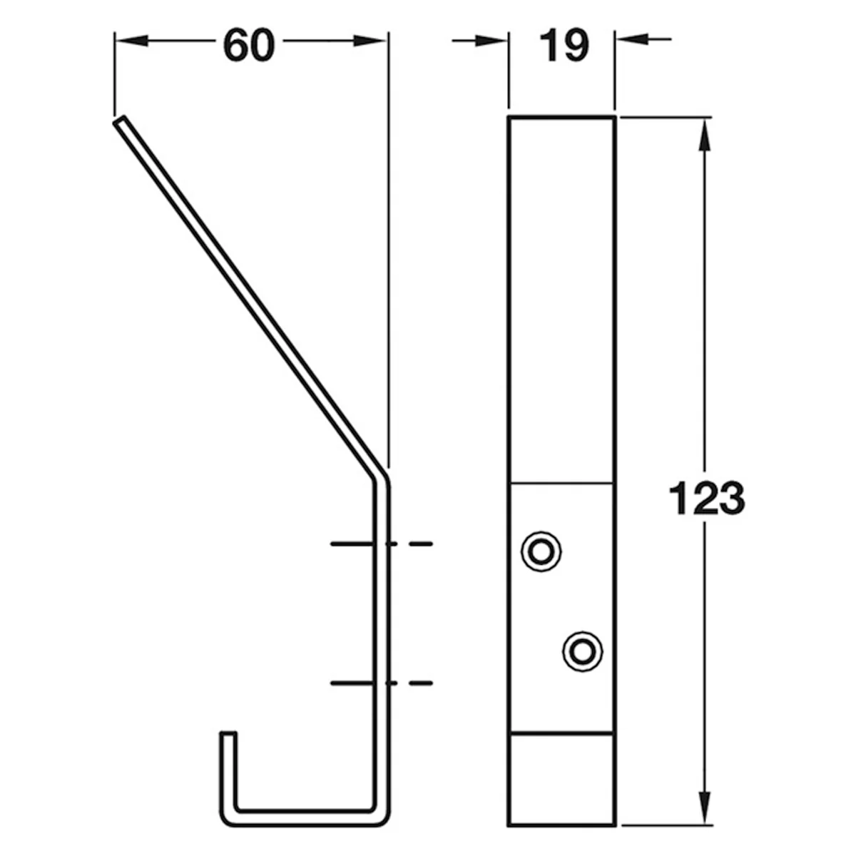 HAT+COAT HOOK 123x19x50 SSS - Image 2