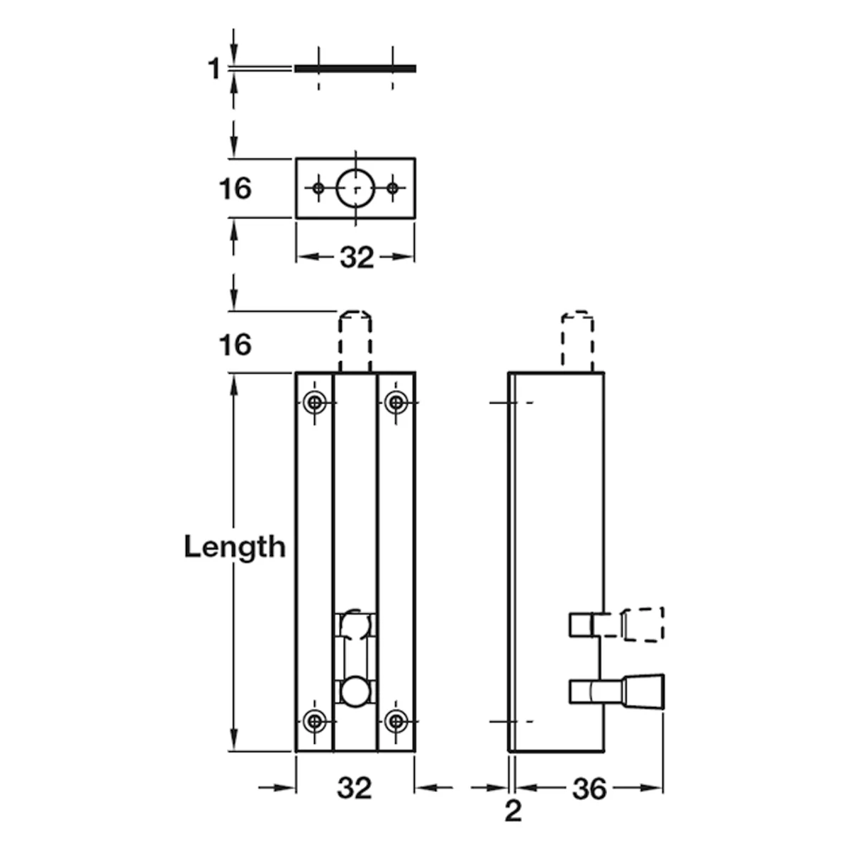 HIGH DOME BARREL BOLT 32x100 AL/SAA - Image 2