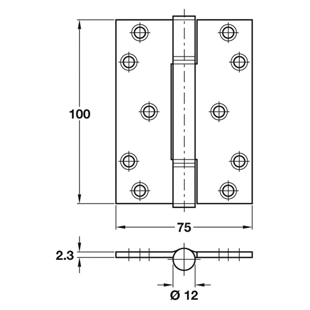 HILOAD HINGE 75x100 SQU ST/WHITE - Image 2