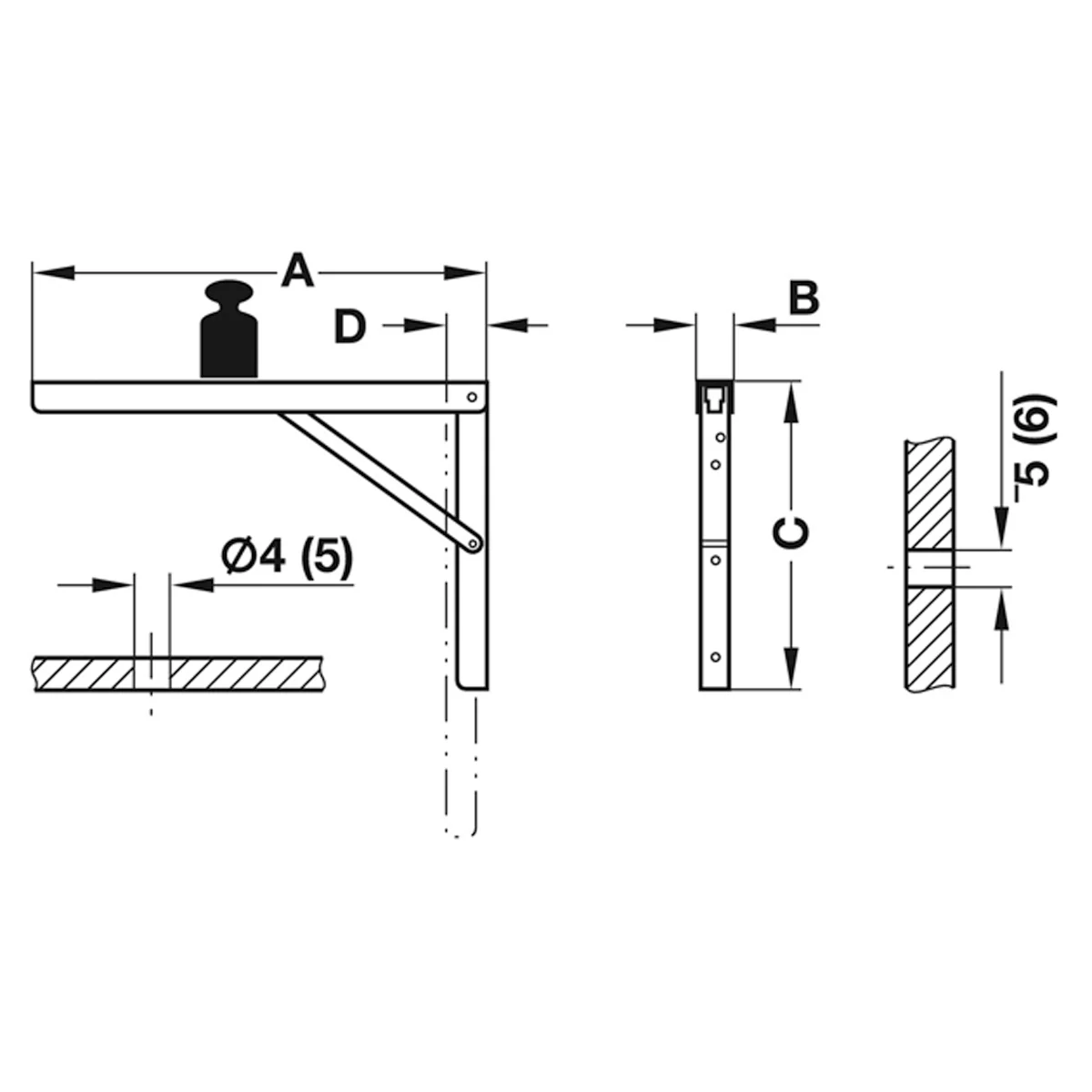 HING BKT ADJ 200KG 30x200x300 ST/WH - Image 2