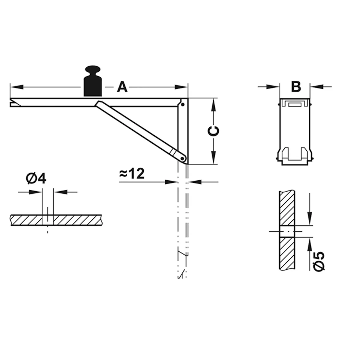 HING SPR BKT 40KG 30x120x380 ST/YC - Image 2