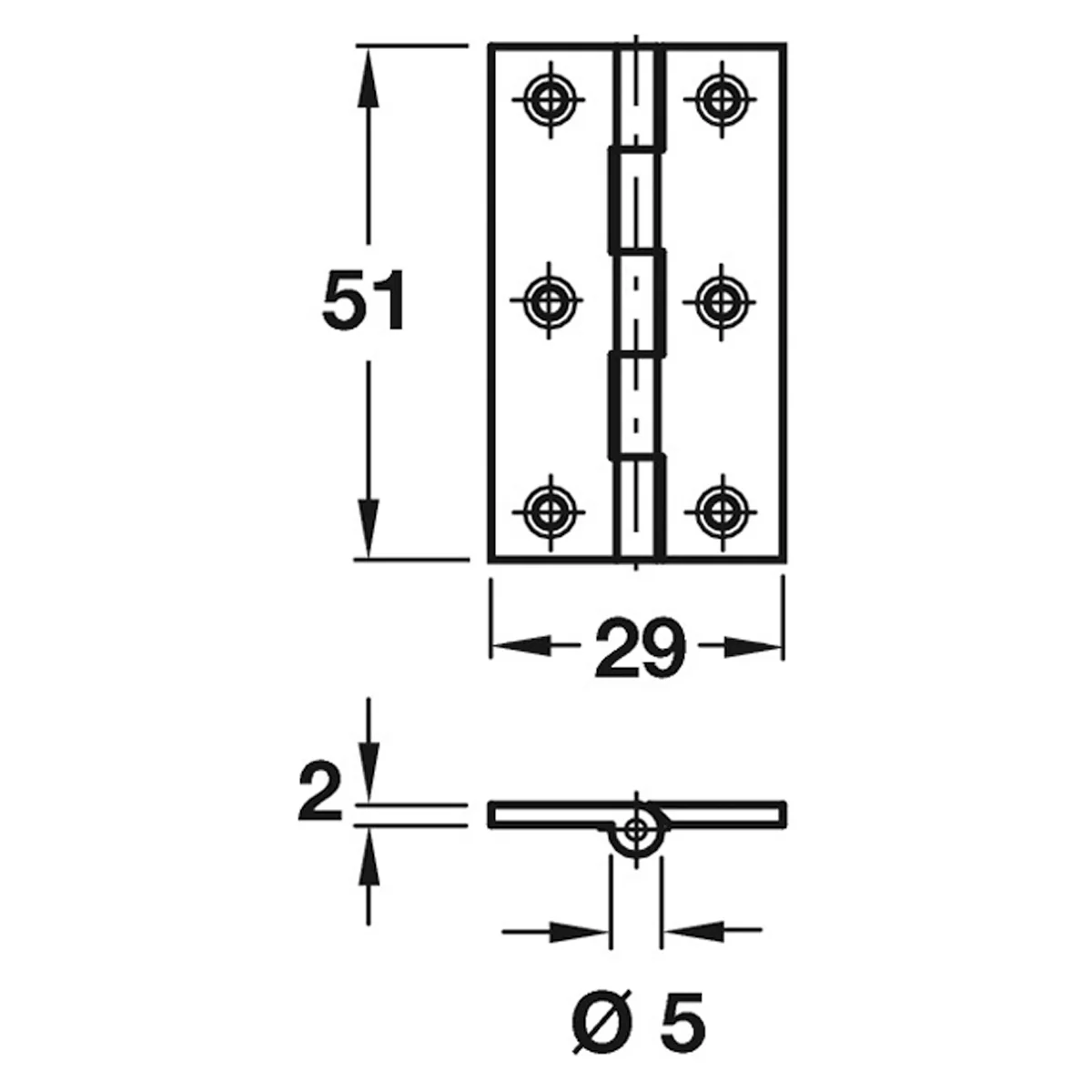 HINGE 204 BROAD 51x29x2 BRS/SCP - Image 2