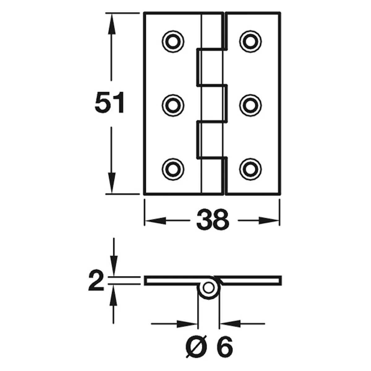 HINGE 204 BROAD 51x38x2 BRS - Image 2