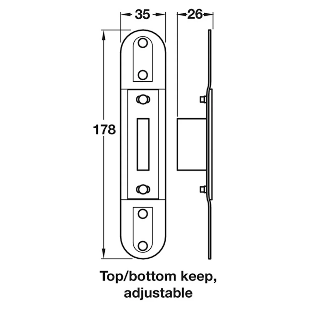 HOOK/LINEAR BOLT KEEP TB ADJ ST/BZP - Image 2