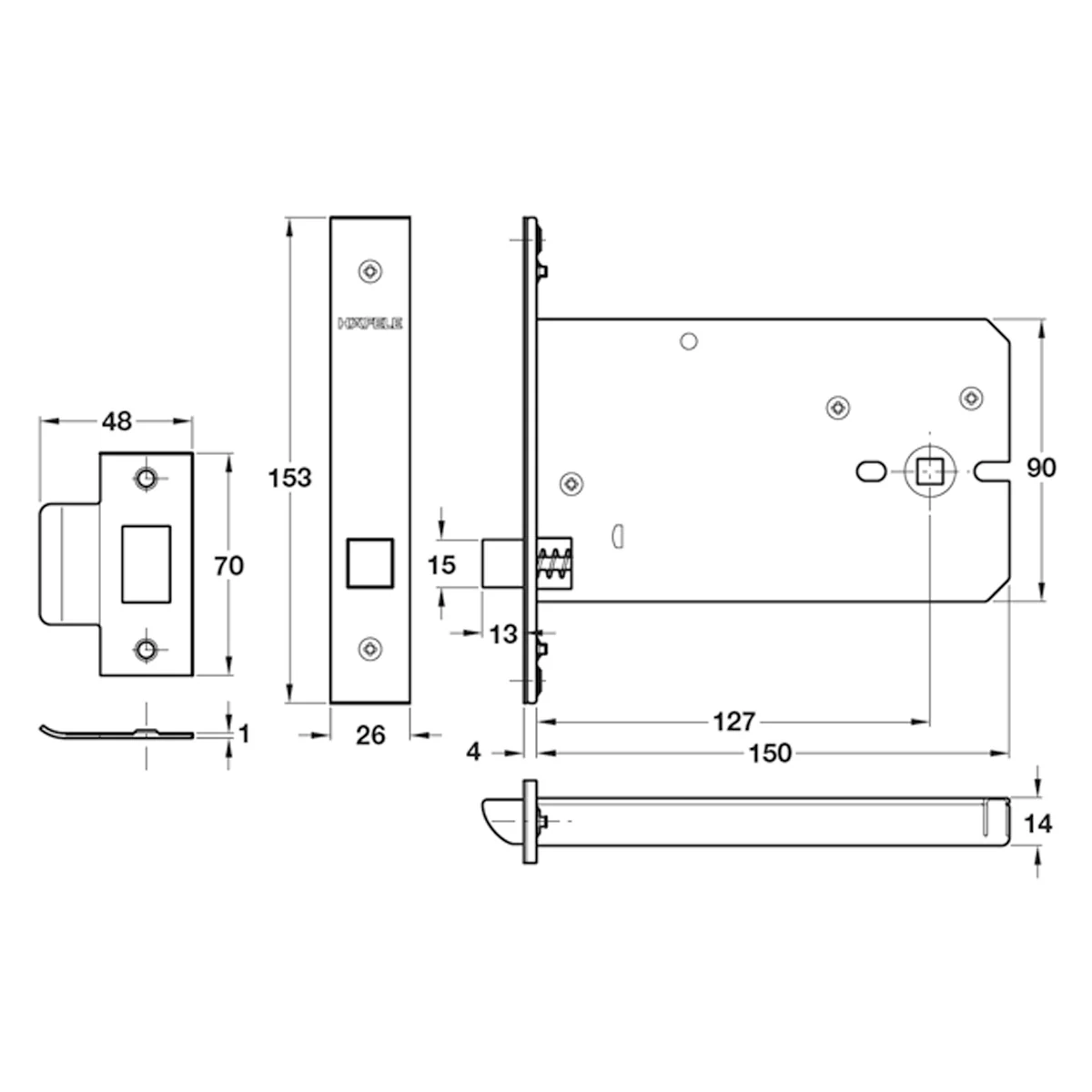 HORIZ MORT BATHROOM LOCK 151/57 SBP - Image 2