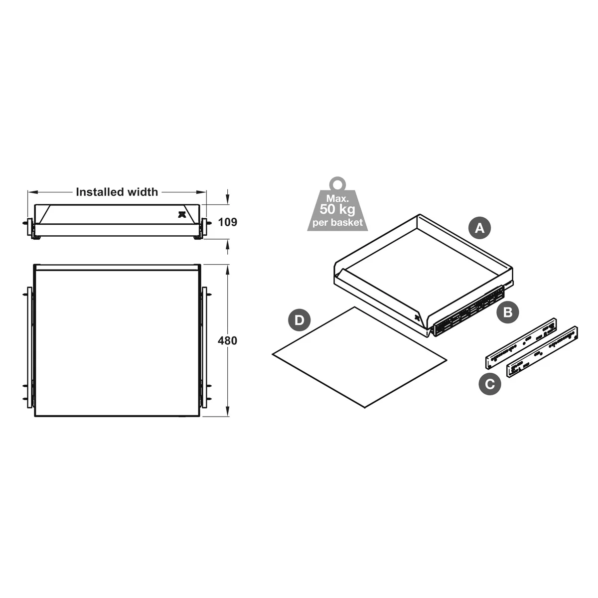 UTENSIO DRAWER BASE 145 ACCENT 1BASKET 300 - Image 3