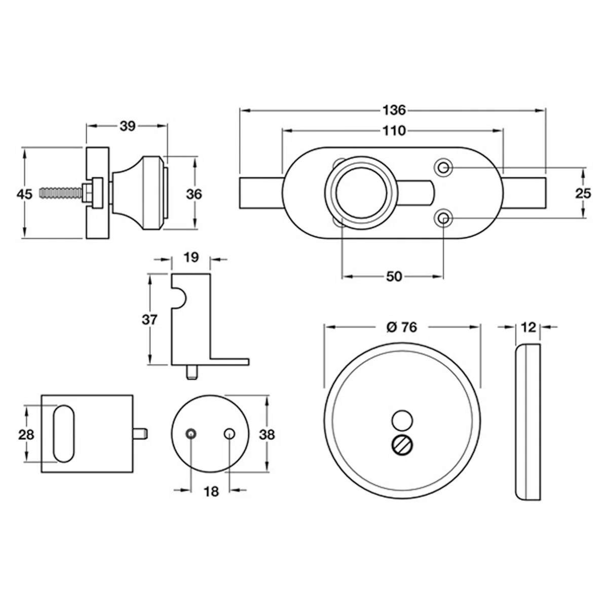 Indicator Bolt Set 12-13mm Satin Anodised Aluminium - Image 2