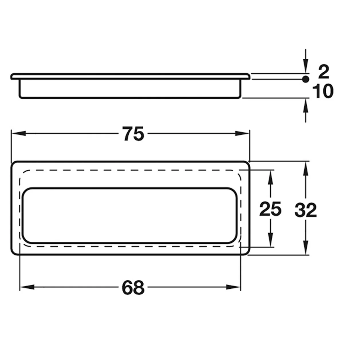 INSET HANDLE 75x32x12 ST/MBK - Image 2