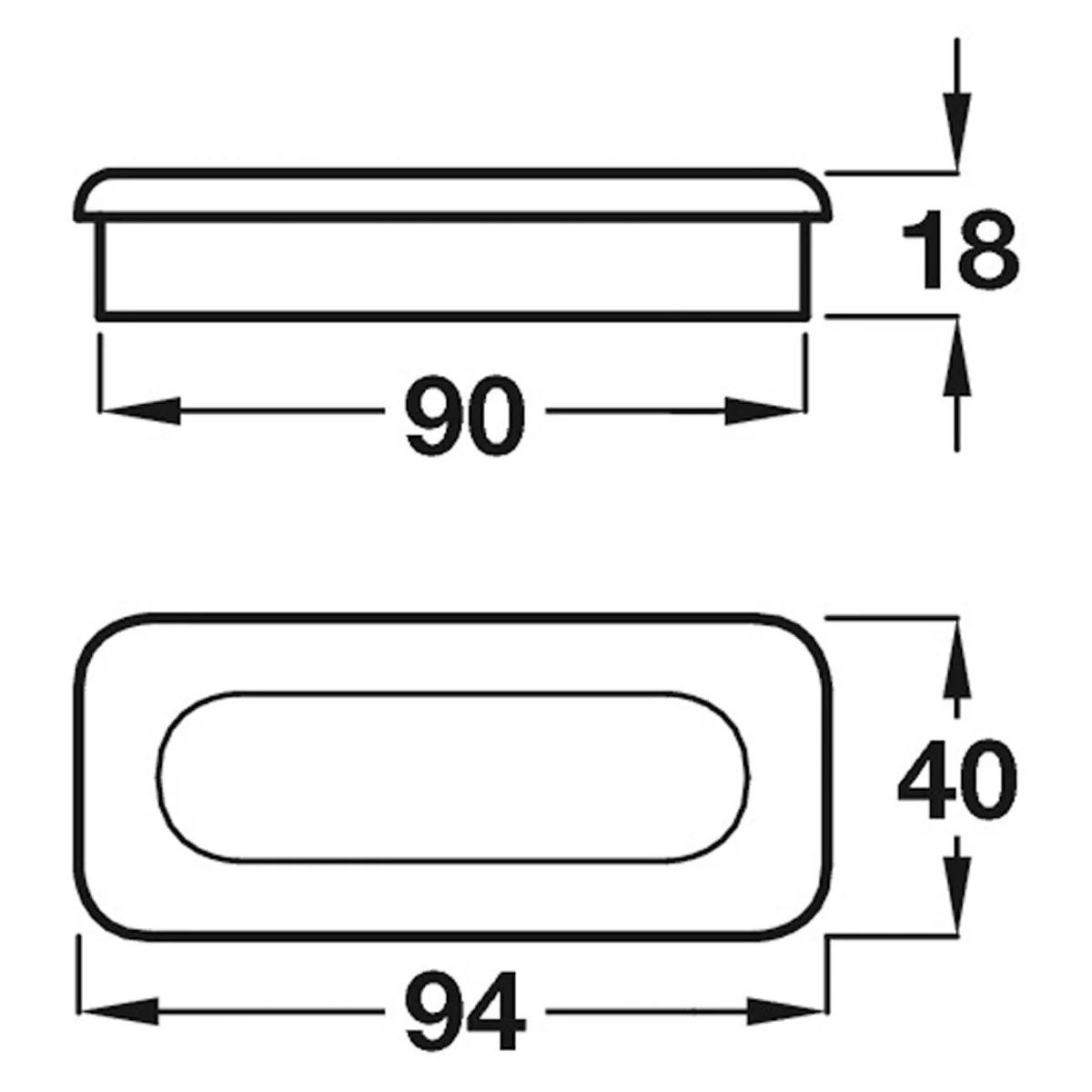 INSET HANDLE 94 x 40 x 18   OAK/UNF - Image 2