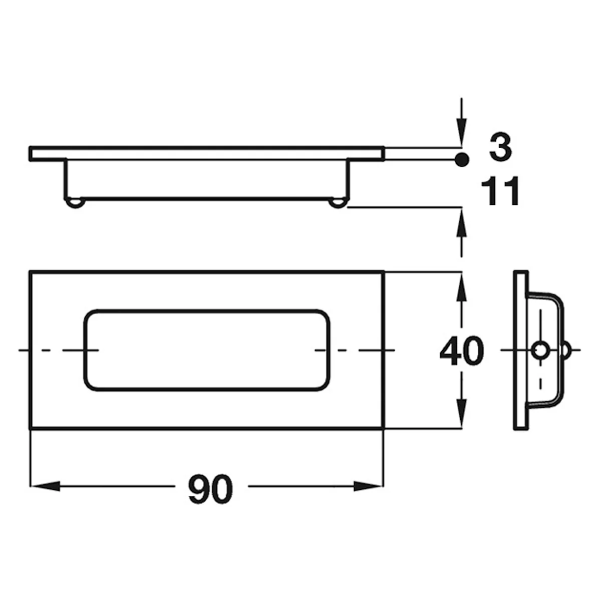 INSET HANDLE CNC 90x40x14 BRS/SNI - Image 2