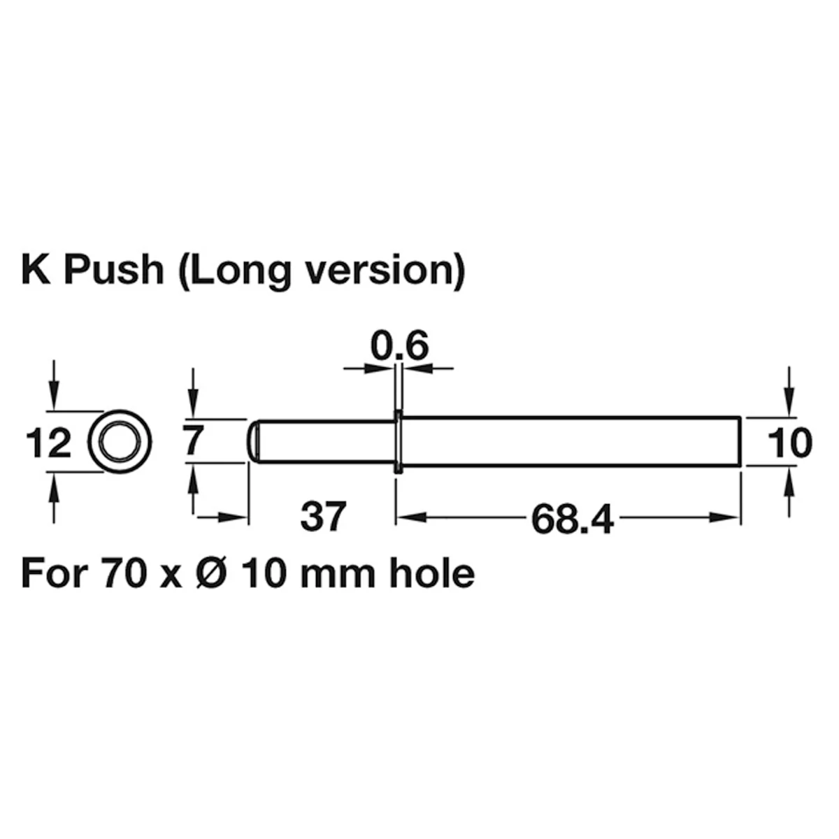 K PUSH TECH LONG D10x68 MAGNET GRY - Image 2