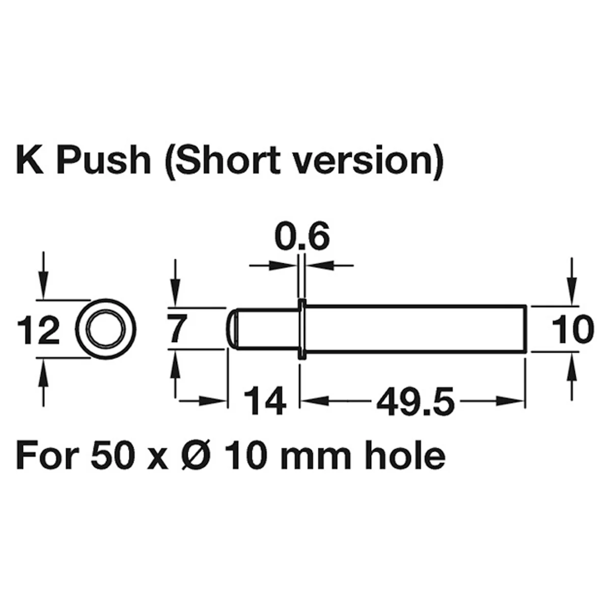 K PUSH TECH SHRT D10x50 MAGNET WHI - Image 2