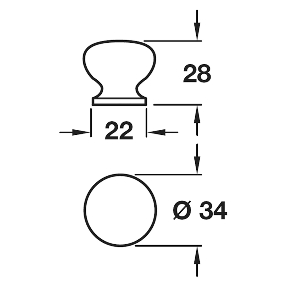 KNOB D34x28xD22 BCH/UNF - Image 2