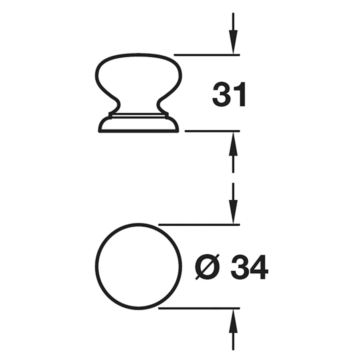 KNOB D34x31xD31 OAK/UNF - Image 2
