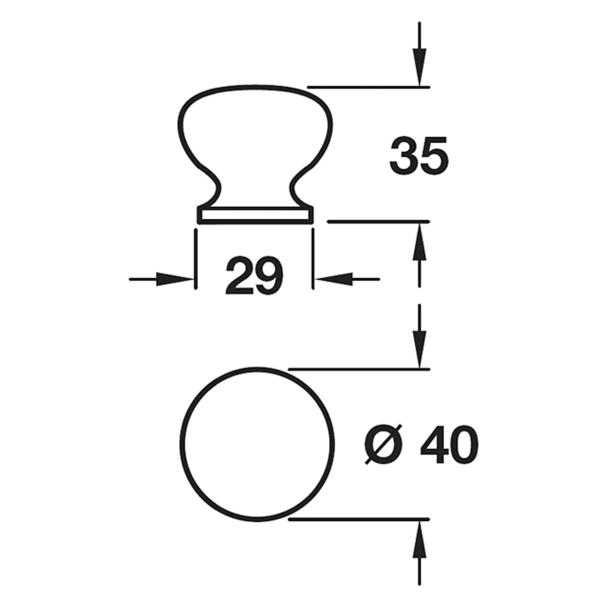 KNOB D40x35xD29 BCH/UNF - Image 2