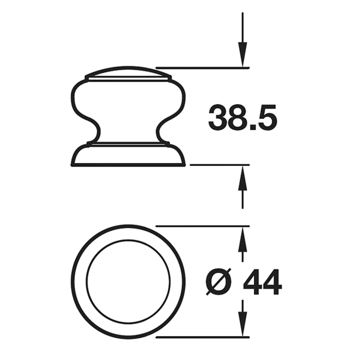 KNOB D44x38.5xD39 OAK/UNF - Image 2