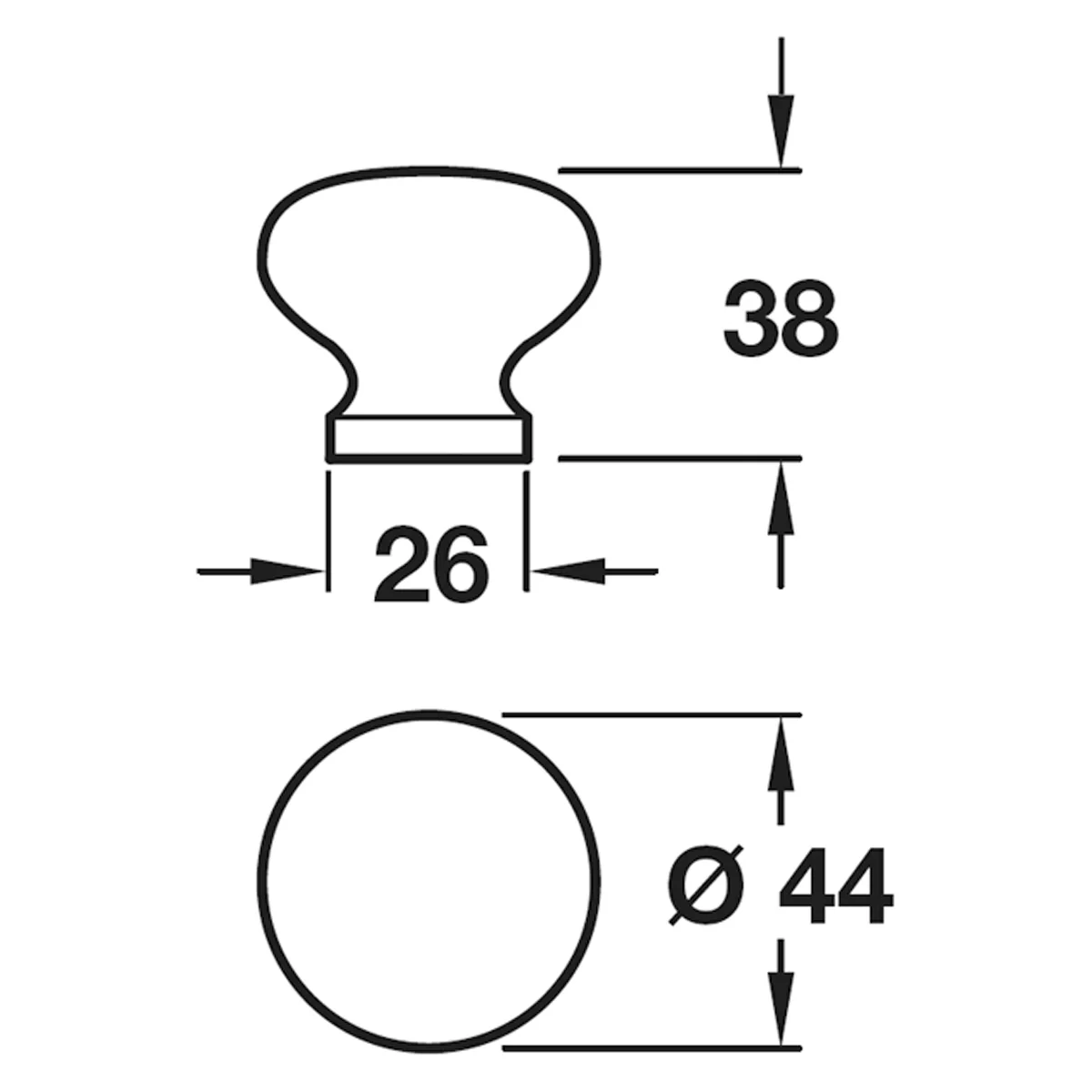 KNOB D44x38xD26 OAK/UNF - Image 2