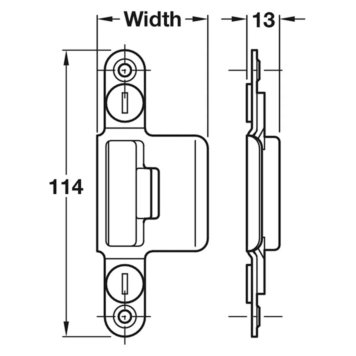 LATCH PLATE ASSEMBLY 114x44 ST/BZP - Image 2