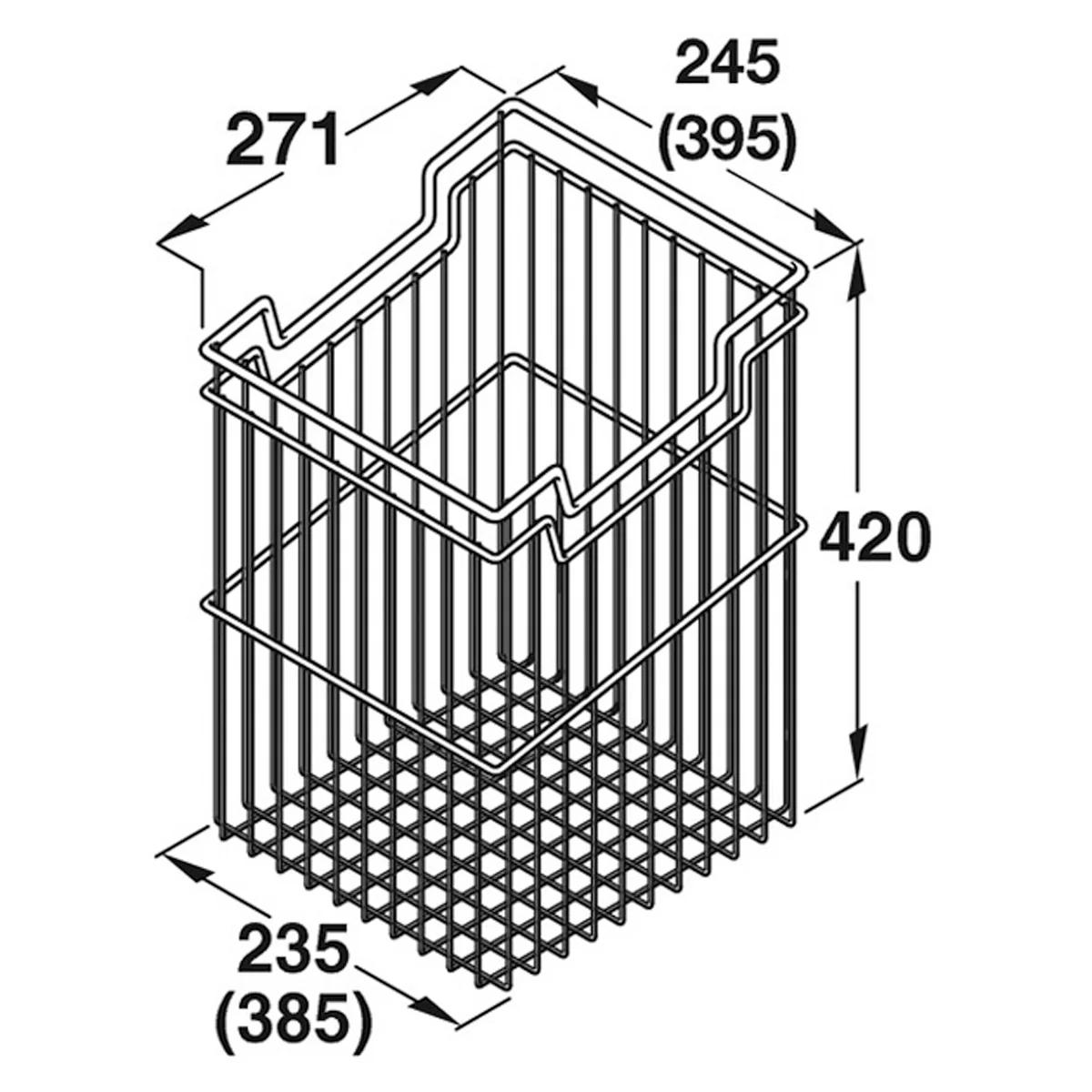 LAUNDRY BASKET 385x420x260 ST/CP - Image 2