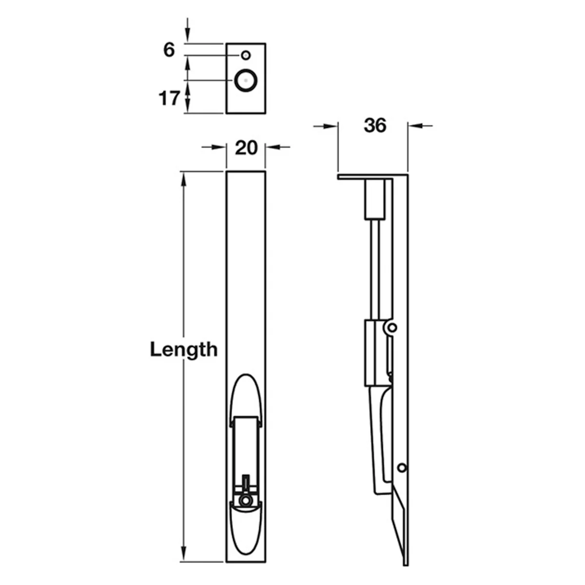 LEVER ACTION FLUSH BOLT 22x150 PSS - Image 2
