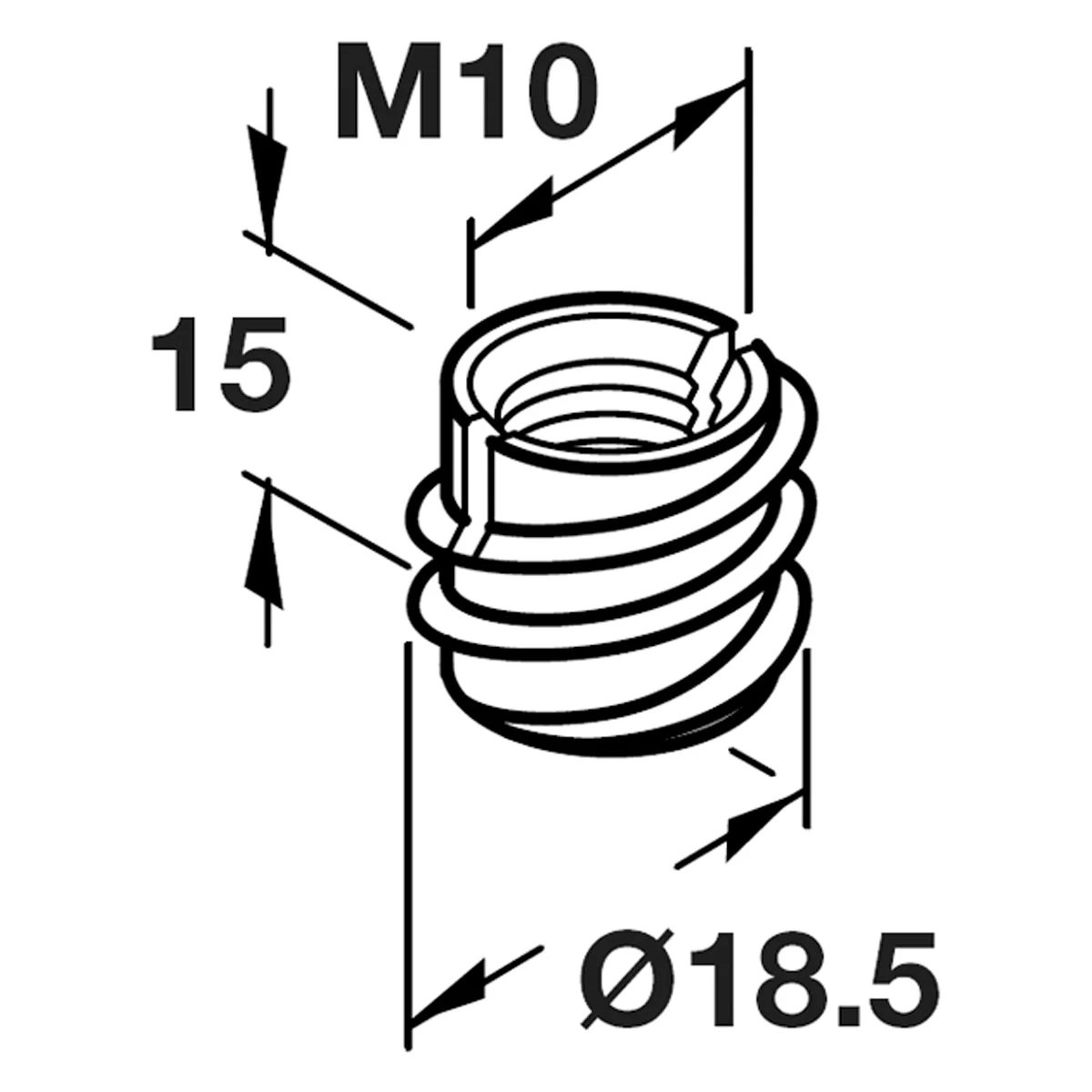 M10 SCREW IN SLEEVE D18.5x15 BRI x100 - Image 2