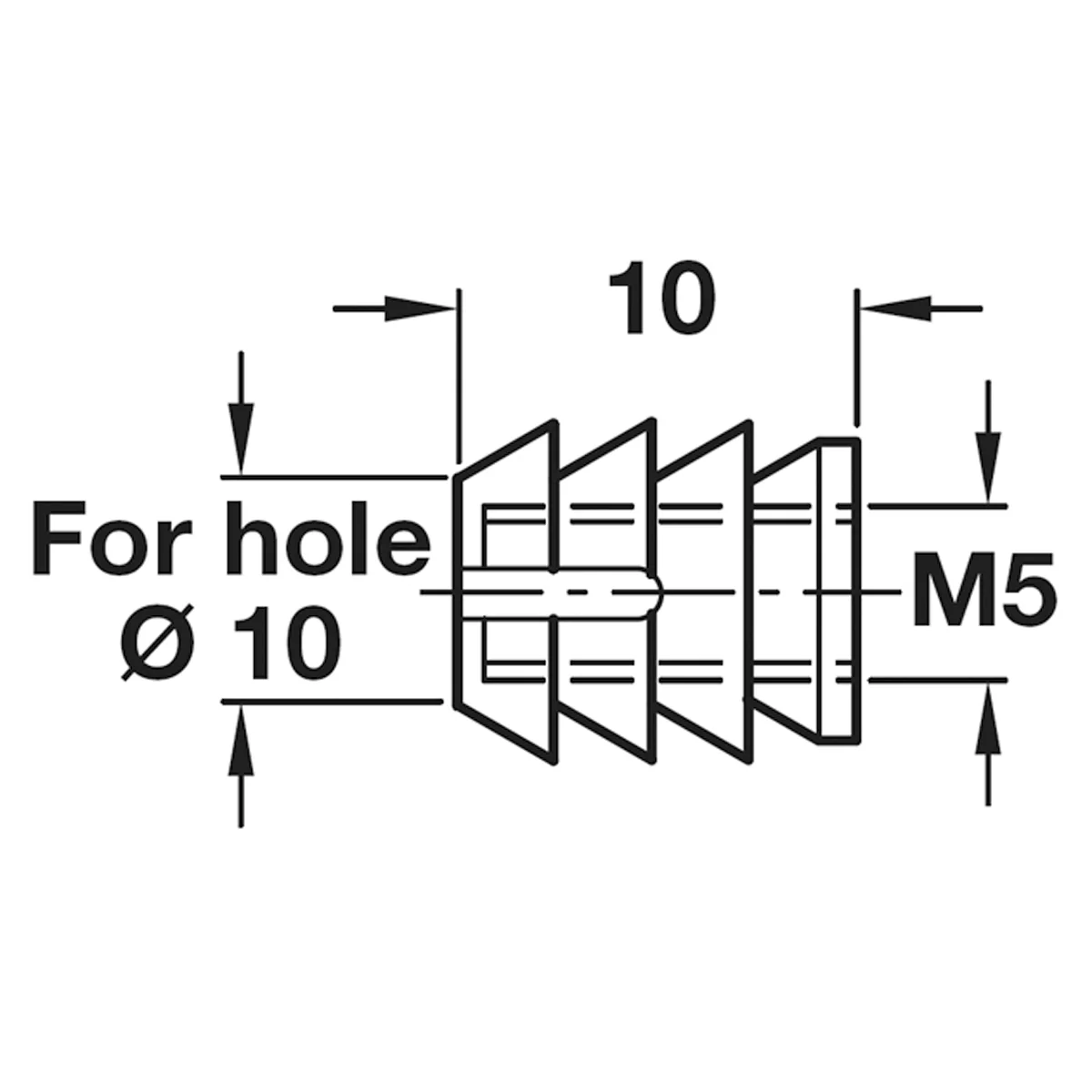 M5 GLUE IN SLEEVE D10x10 PL x100 - Image 2