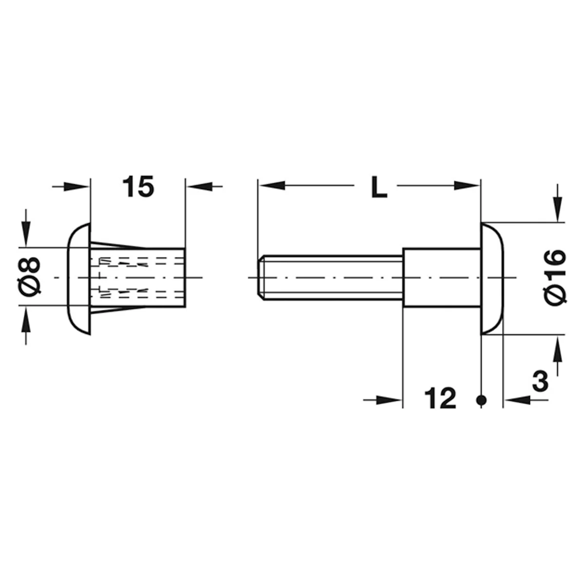 M6 CONNECT SCREW D16x30-39 BEI x100 - Image 2