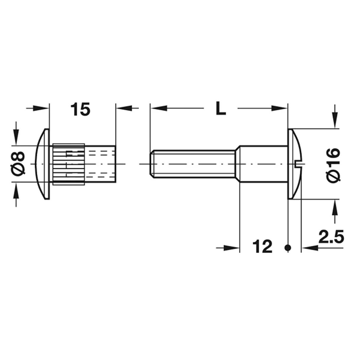 M6 CONNECT SCREW GLV ST D16x29 x100 - Image 2